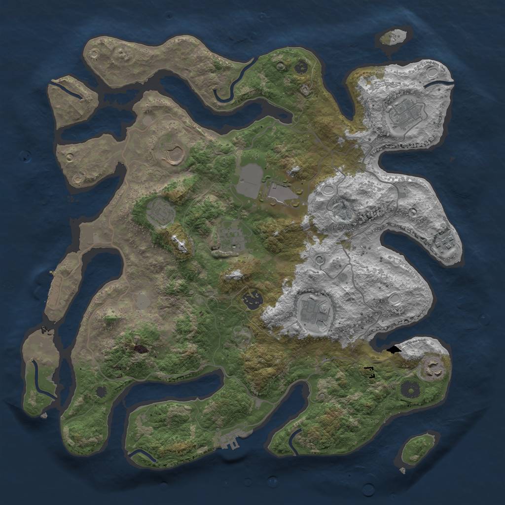 Rust Map: Procedural Map, Size: 4000, Seed: 838274, 17 Monuments