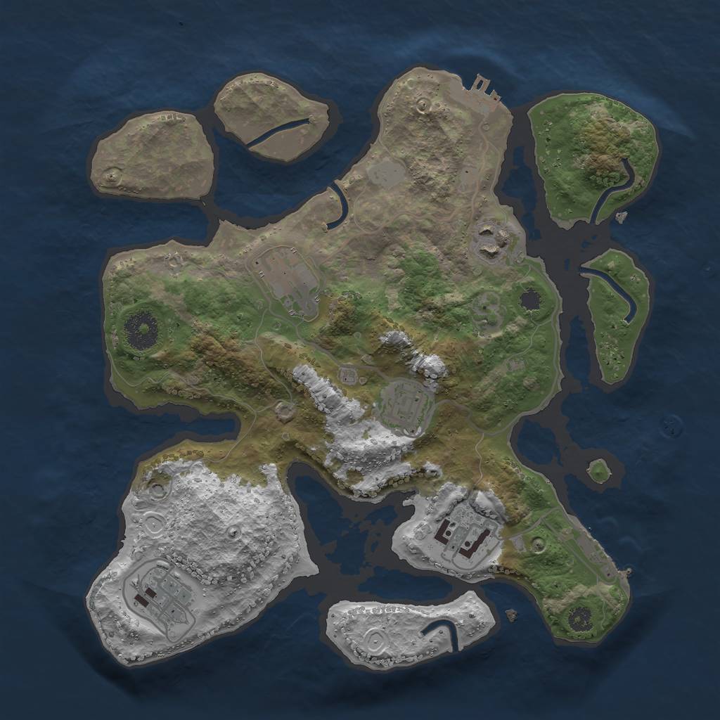 Rust Map: Procedural Map, Size: 3000, Seed: 16642900, 12 Monuments