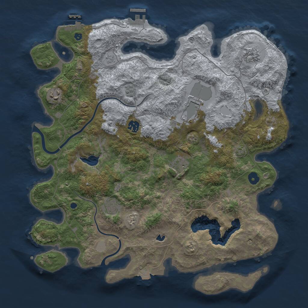 Rust Map: Procedural Map, Size: 4000, Seed: 718382, 12 Monuments