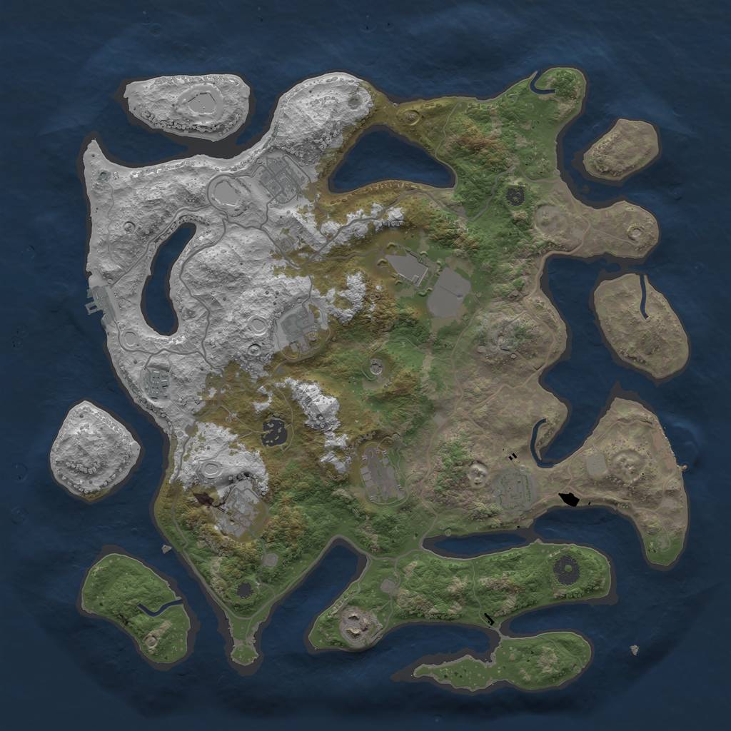 Rust Map: Procedural Map, Size: 4000, Seed: 13412115, 17 Monuments