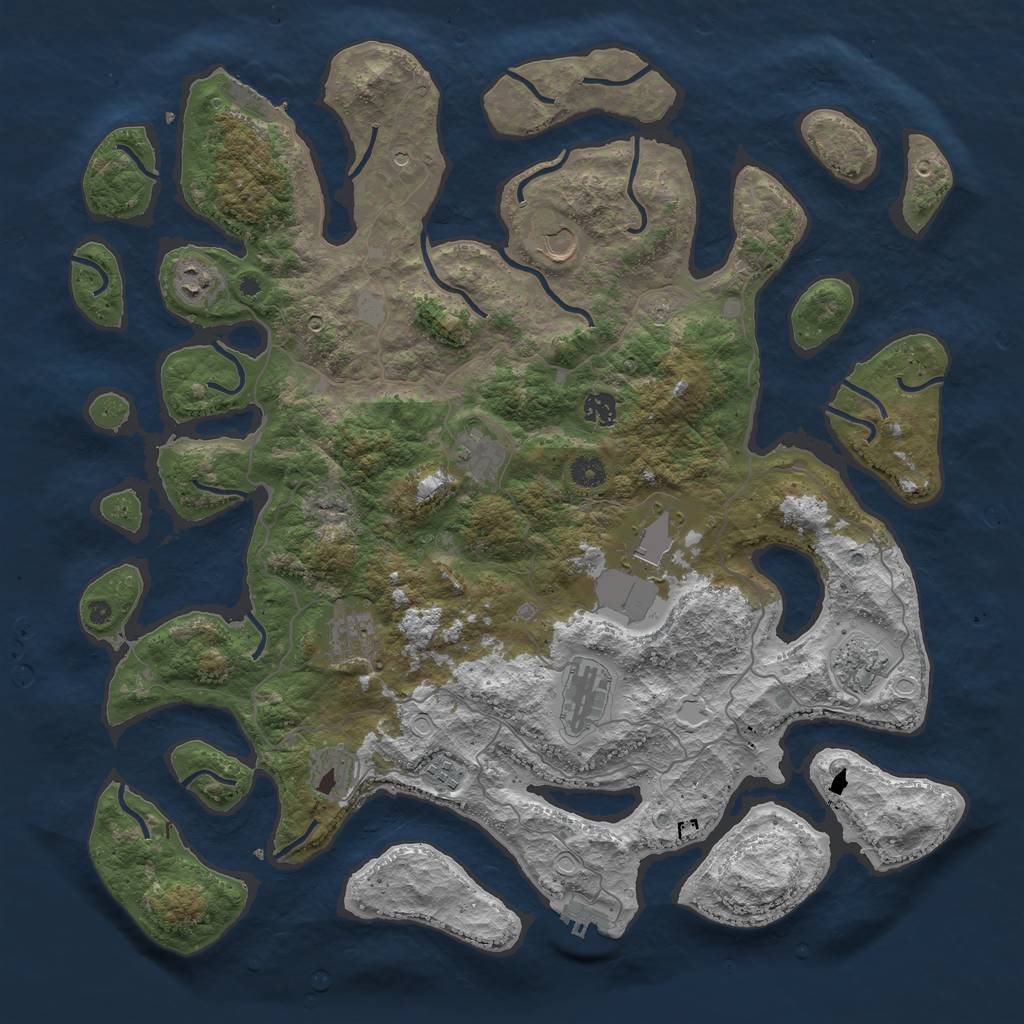 Rust Map: Procedural Map, Size: 4500, Seed: 1115201, 18 Monuments