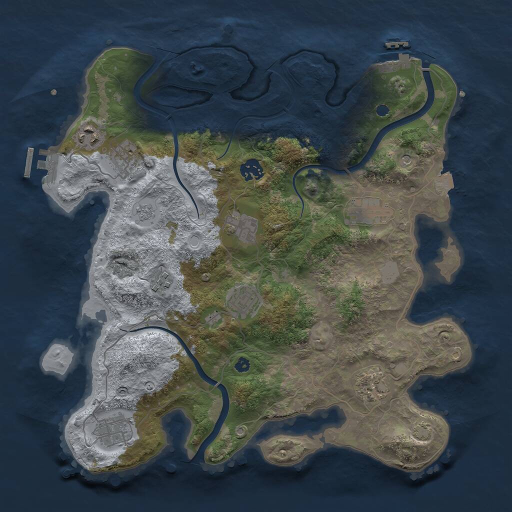 Rust Map: Procedural Map, Size: 3450, Seed: 1871787680, 15 Monuments