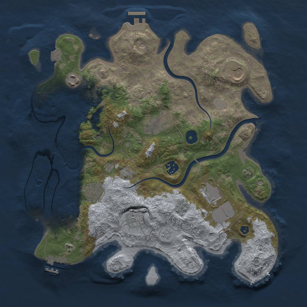 Rust Map: Procedural Map, Size: 3550, Seed: 155861, 14 Monuments