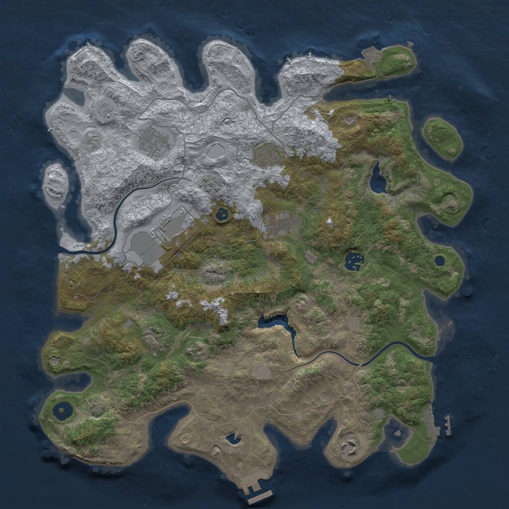 Rust Map: Procedural Map, Size: 4000, Seed: 205322, 14 Monuments