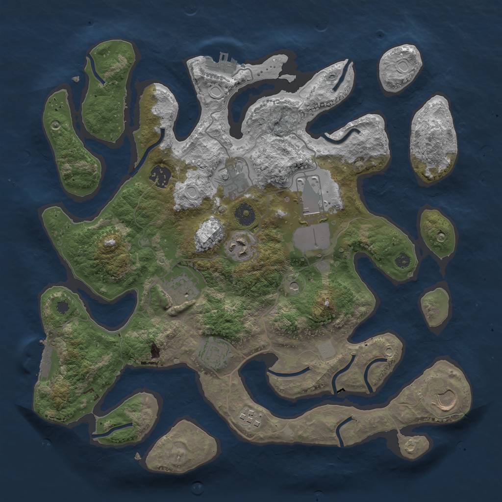 Rust Map: Procedural Map, Size: 3550, Seed: 233983, 16 Monuments