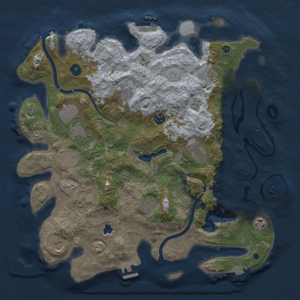 Rust Map: Procedural Map, Size: 4000, Seed: 45221, 16 Monuments
