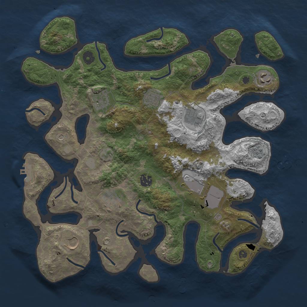 Rust Map: Procedural Map, Size: 3700, Seed: 1534671229, 16 Monuments