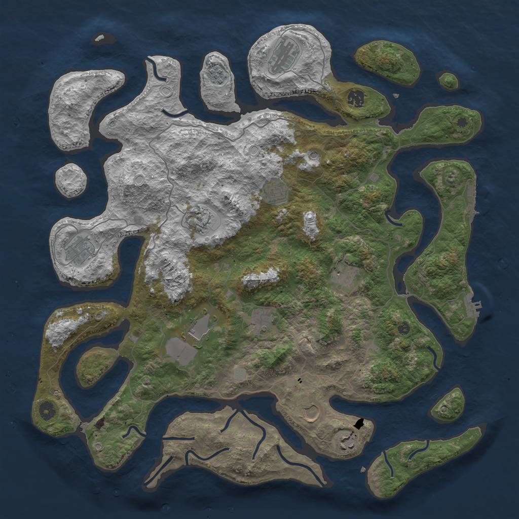 Rust Map: Procedural Map, Size: 4500, Seed: 6025171, 19 Monuments