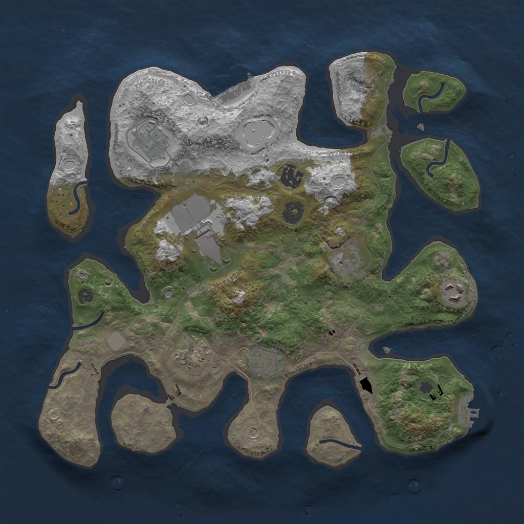 Rust Map: Procedural Map, Size: 3550, Seed: 965802, 15 Monuments