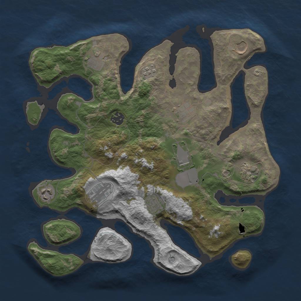 Rust Map: Barren, Size: 3500, Seed: 1134251, 13 Monuments