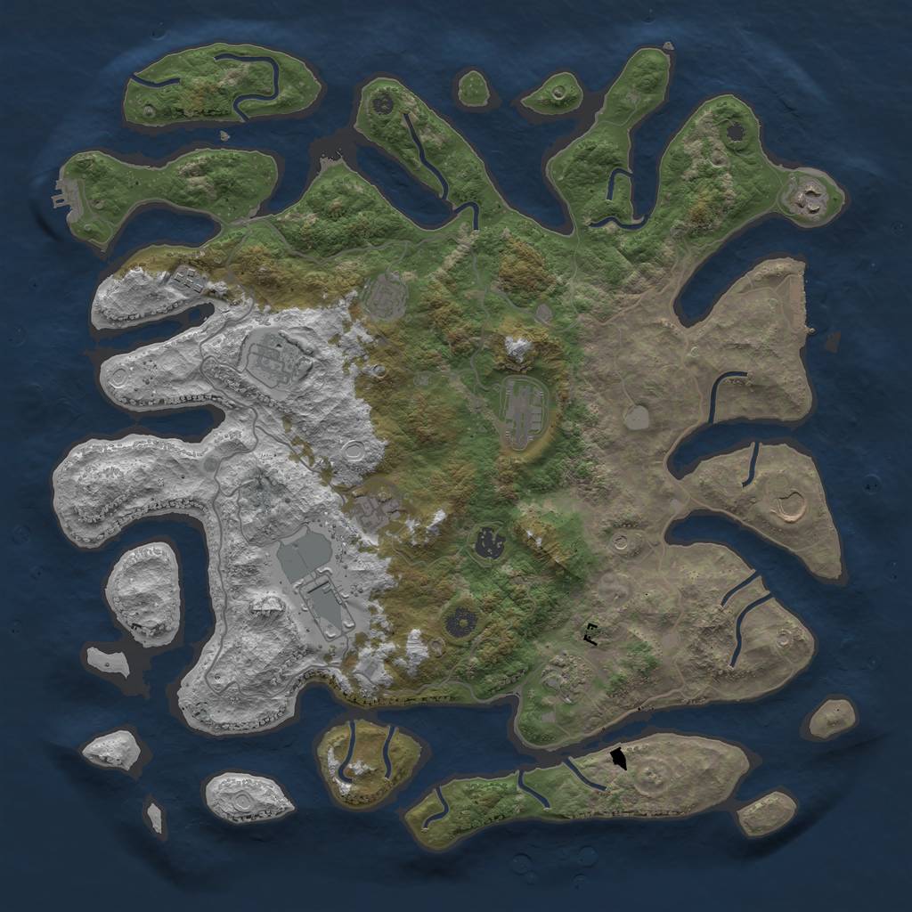 Rust Map: Procedural Map, Size: 4500, Seed: 1540406, 18 Monuments