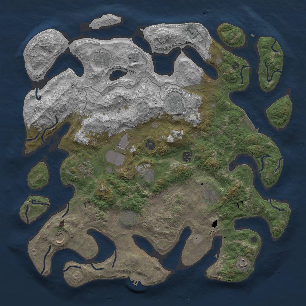 Rust Map: Procedural Map, Size: 4500, Seed: 597516707, 19 Monuments