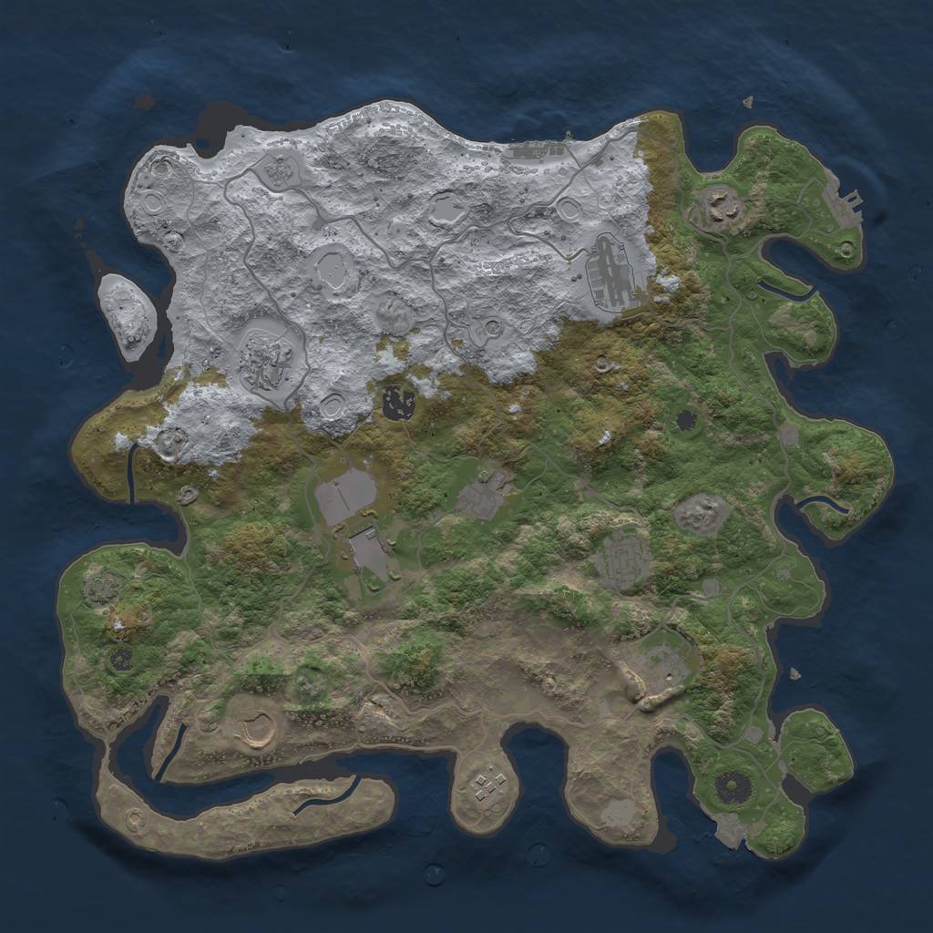 Rust Map: Procedural Map, Size: 4000, Seed: 48, 18 Monuments