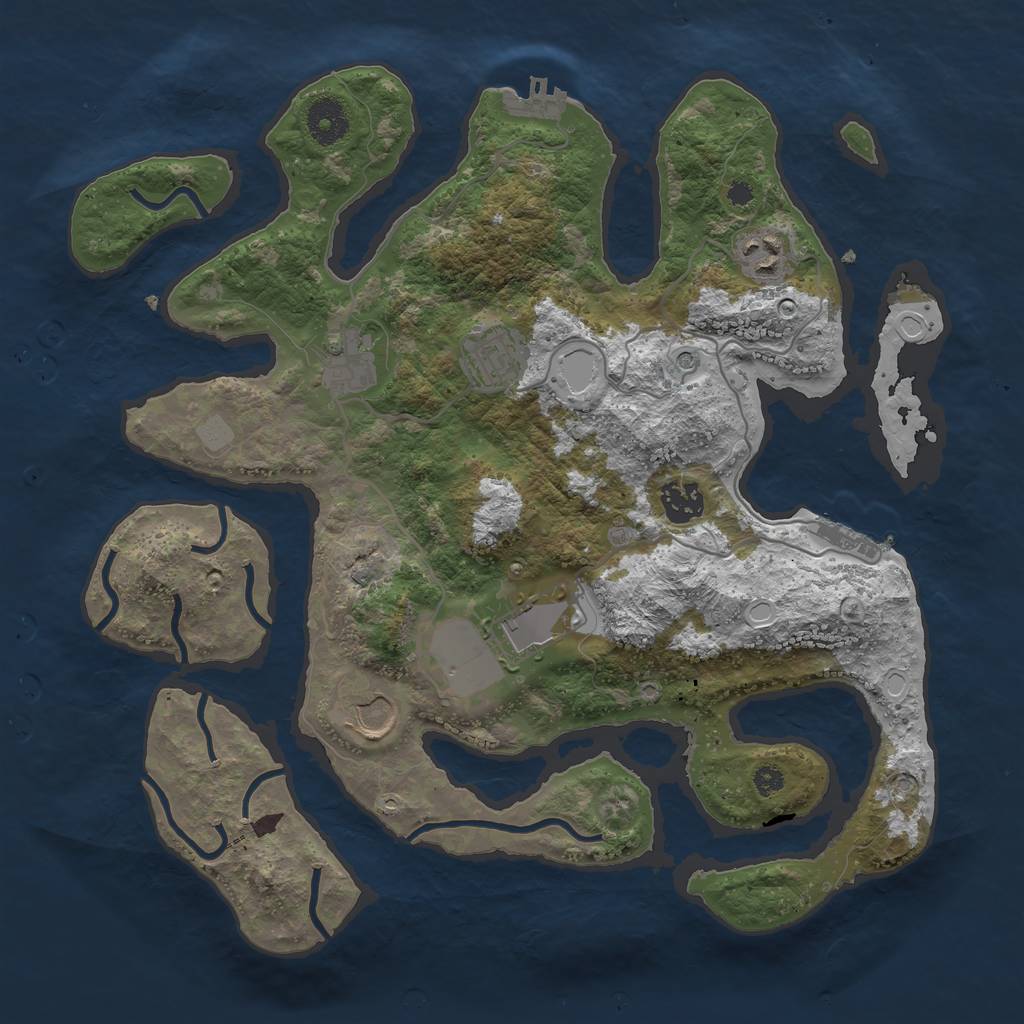 Rust Map: Procedural Map, Size: 3550, Seed: 199747, 14 Monuments