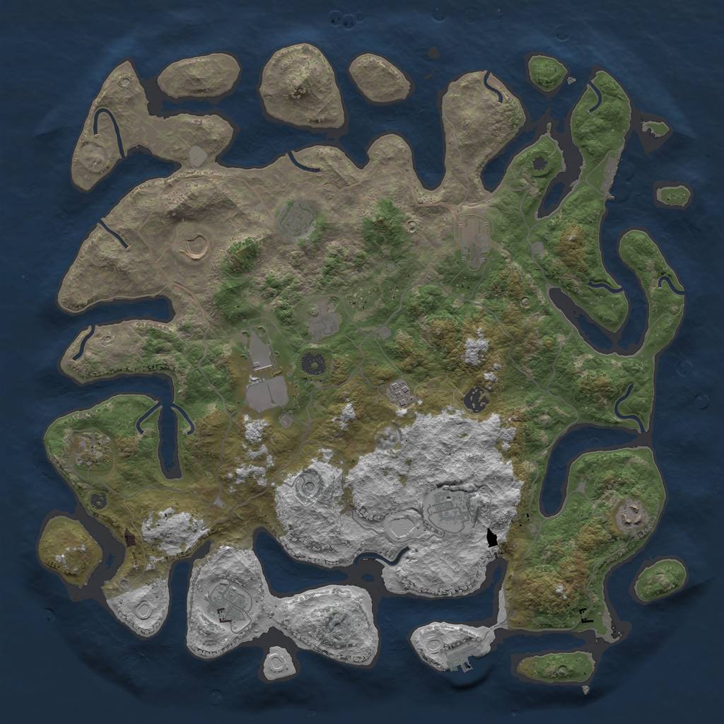 Rust Map: Procedural Map, Size: 4500, Seed: 2084351, 19 Monuments