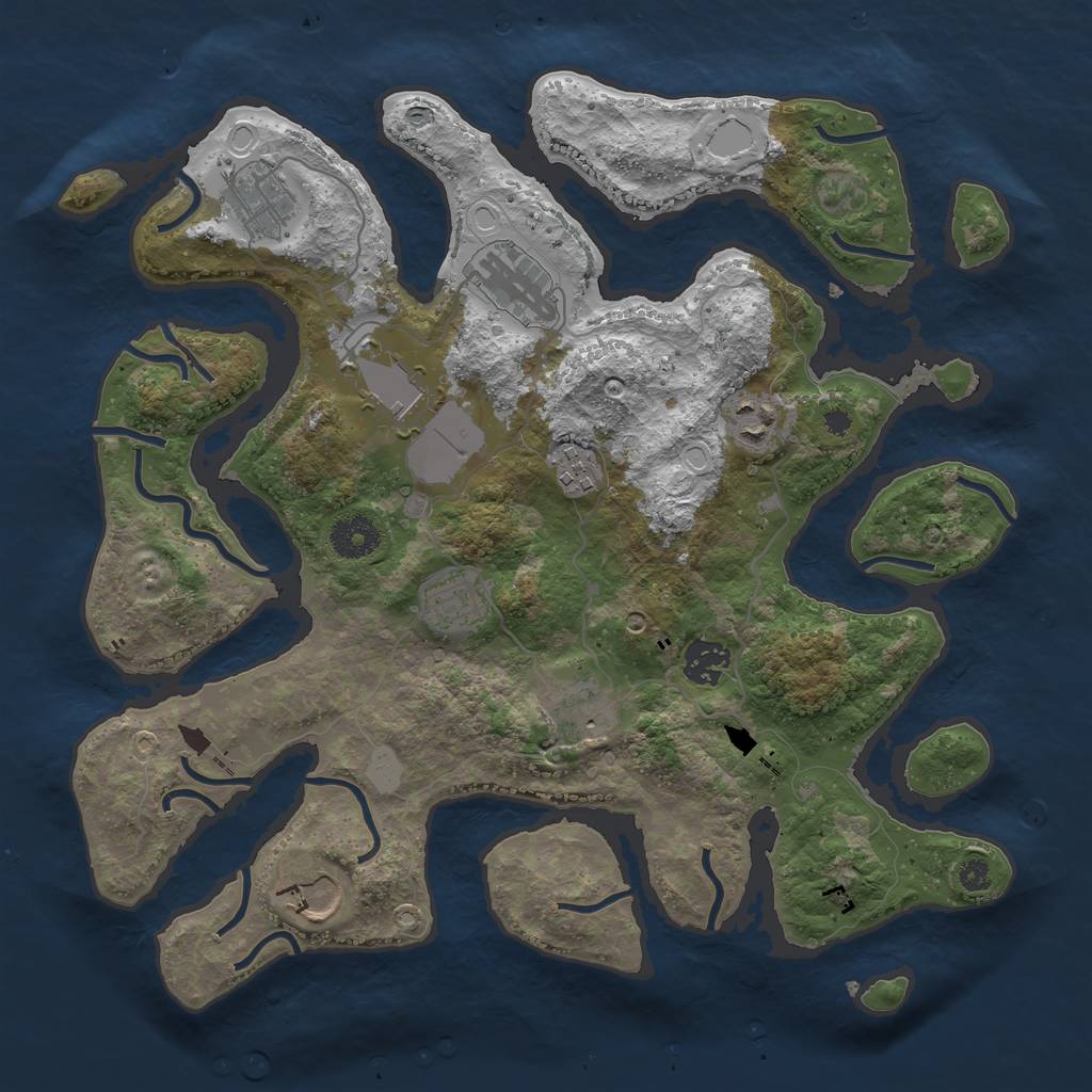 Rust Map: Procedural Map, Size: 3550, Seed: 998139, 14 Monuments