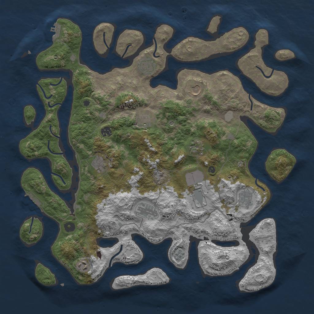 Rust Map: Procedural Map, Size: 4500, Seed: 63745908, 19 Monuments