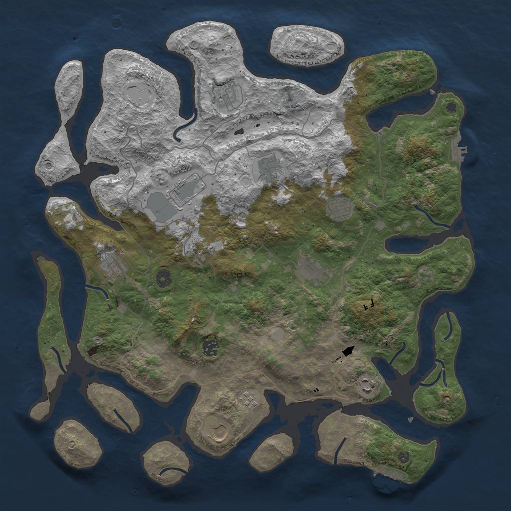 Rust Map: Procedural Map, Size: 4500, Seed: 2894428, 19 Monuments