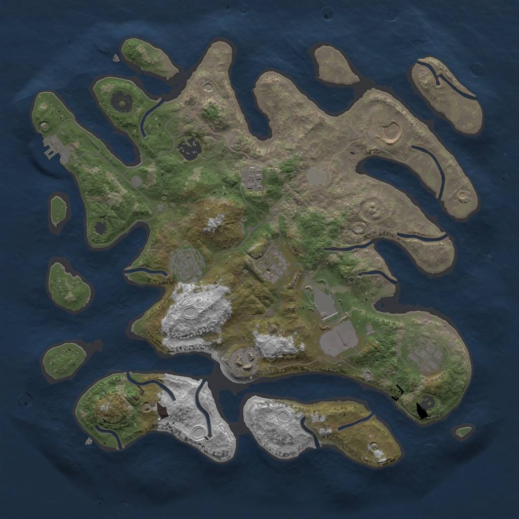 Rust Map: Procedural Map, Size: 3550, Seed: 206813, 15 Monuments