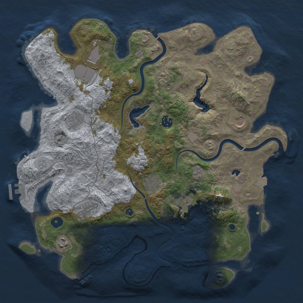 Rust Map: Procedural Map, Size: 4000, Seed: 212944, 16 Monuments