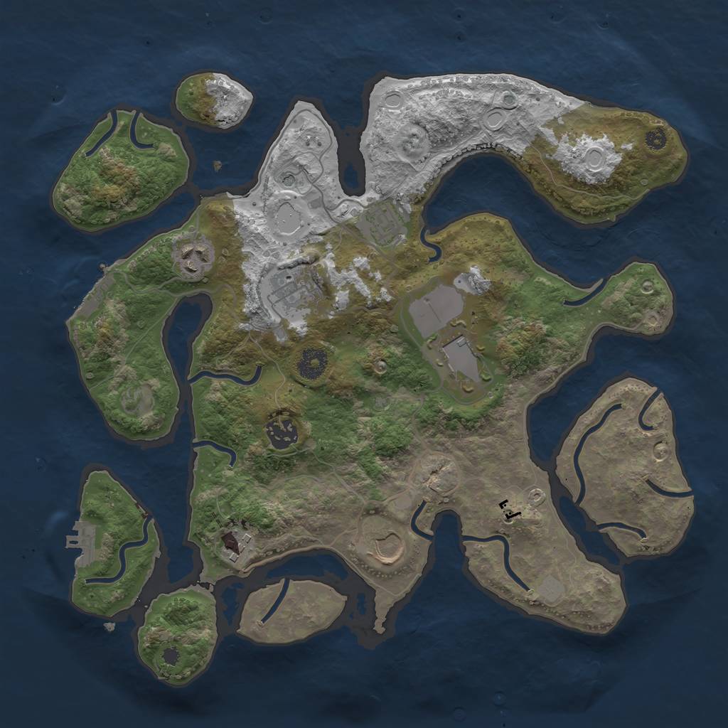 Rust Map: Procedural Map, Size: 3500, Seed: 100132000, 15 Monuments