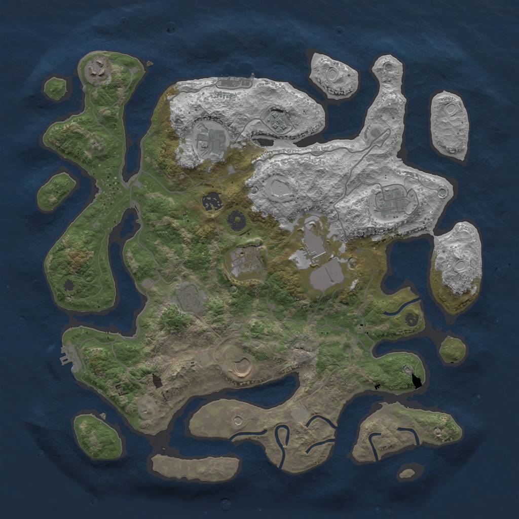 Rust Map: Procedural Map, Size: 4000, Seed: 28, 17 Monuments