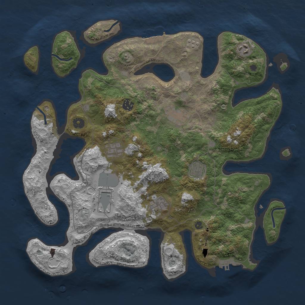 Rust Map: Procedural Map, Size: 4000, Seed: 721397, 16 Monuments