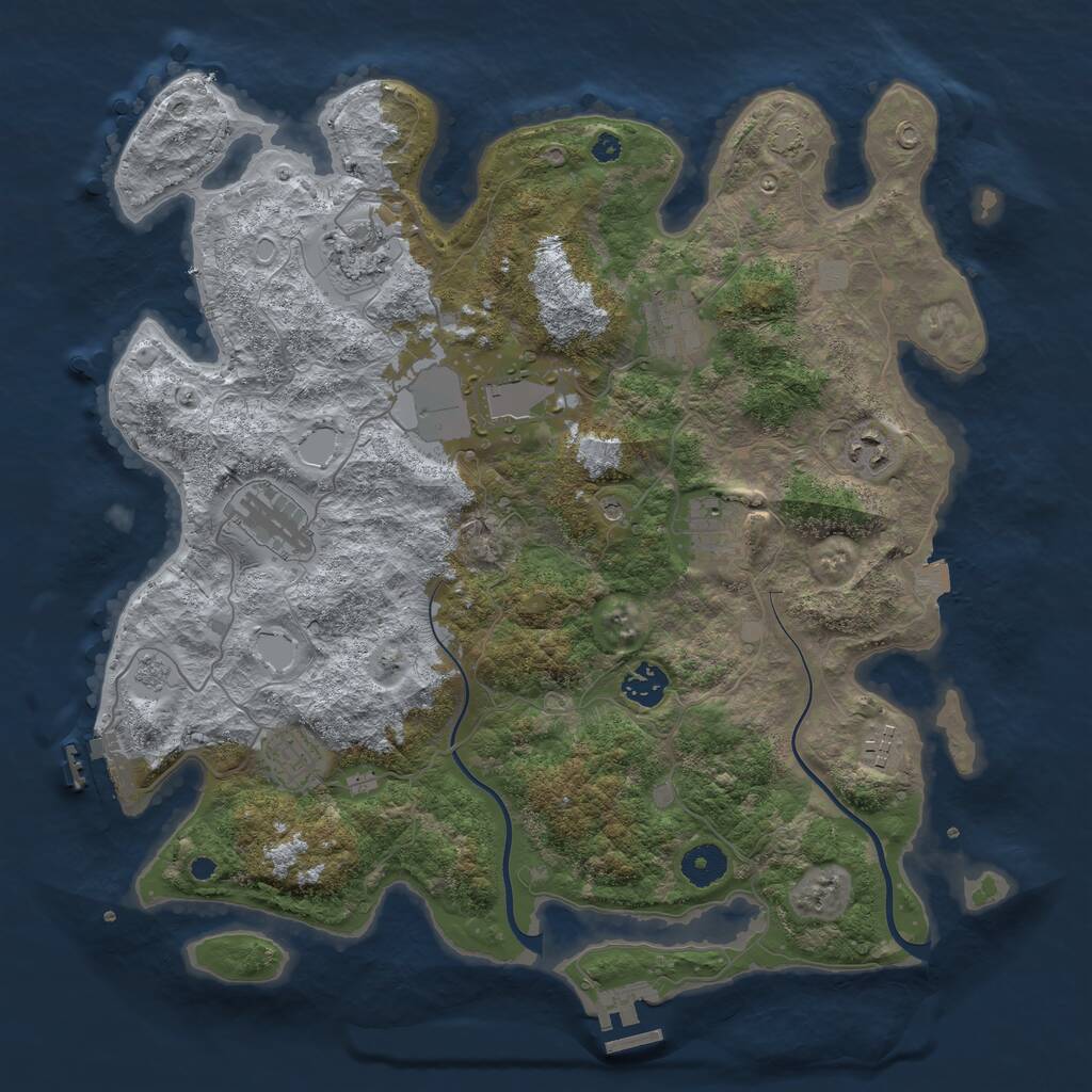 Rust Map: Procedural Map, Size: 3800, Seed: 2211993, 15 Monuments