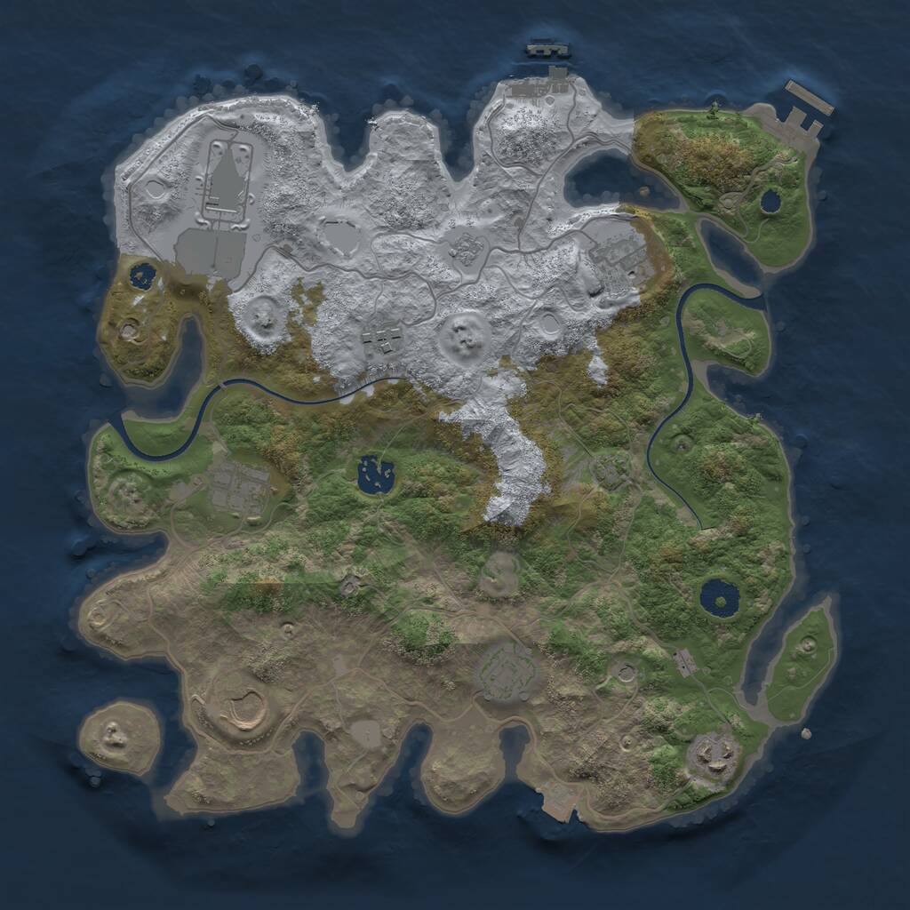 Rust Map: Procedural Map, Size: 3500, Seed: 4105625, 14 Monuments