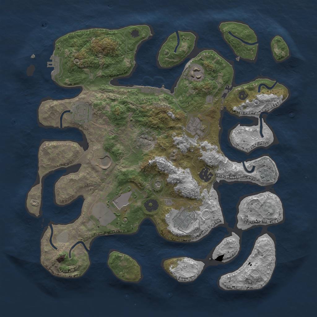 Rust Map: Procedural Map, Size: 3550, Seed: 289339, 16 Monuments