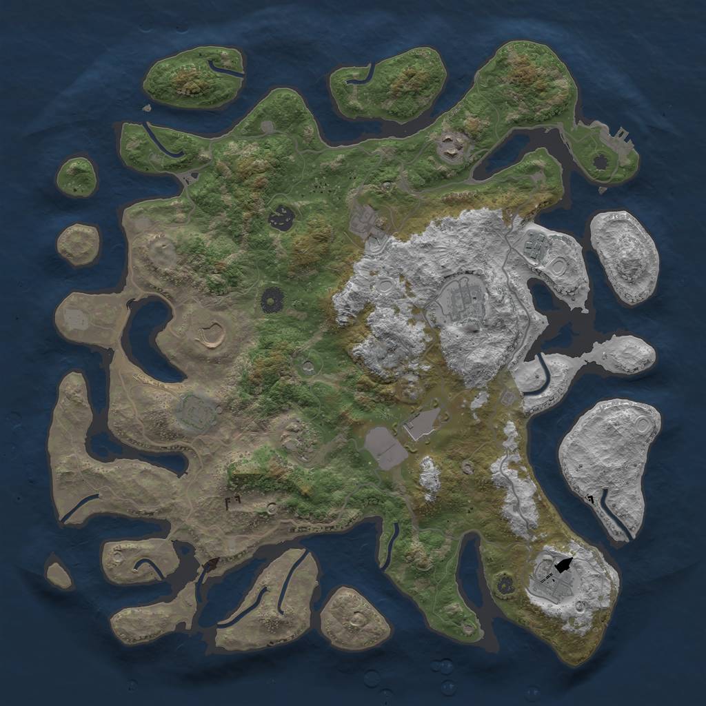 Rust Map: Procedural Map, Size: 4200, Seed: 1235, 17 Monuments