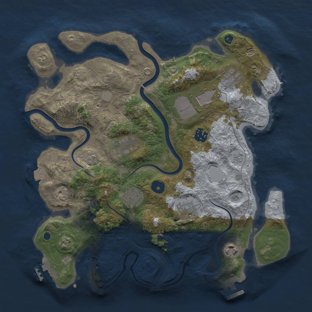 Rust Map: Procedural Map, Size: 3550, Seed: 590054, 14 Monuments