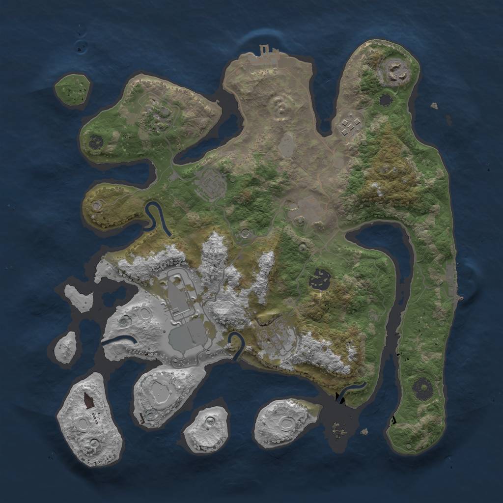 Rust Map: Procedural Map, Size: 3500, Seed: 754464, 16 Monuments