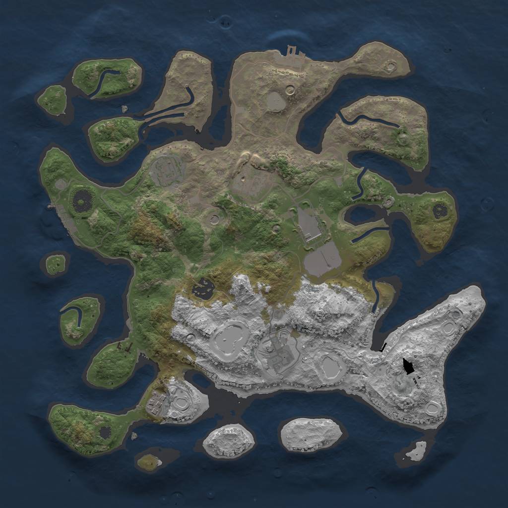 Rust Map: Procedural Map, Size: 3550, Seed: 76176, 14 Monuments