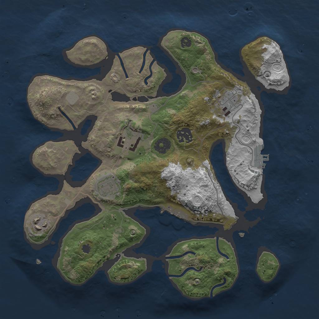Rust Map: Procedural Map, Size: 3000, Seed: 2111999873, 12 Monuments