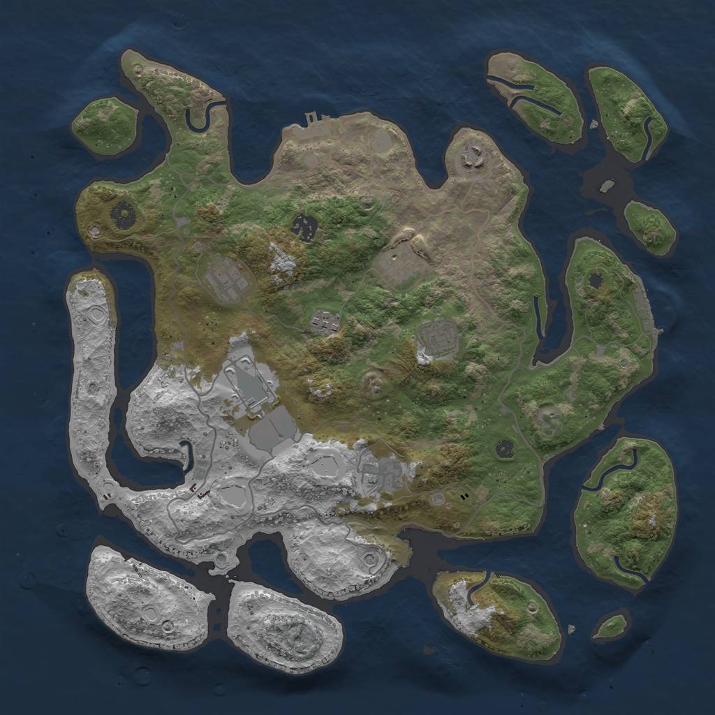 Rust Map: Procedural Map, Size: 4000, Seed: 768808, 16 Monuments