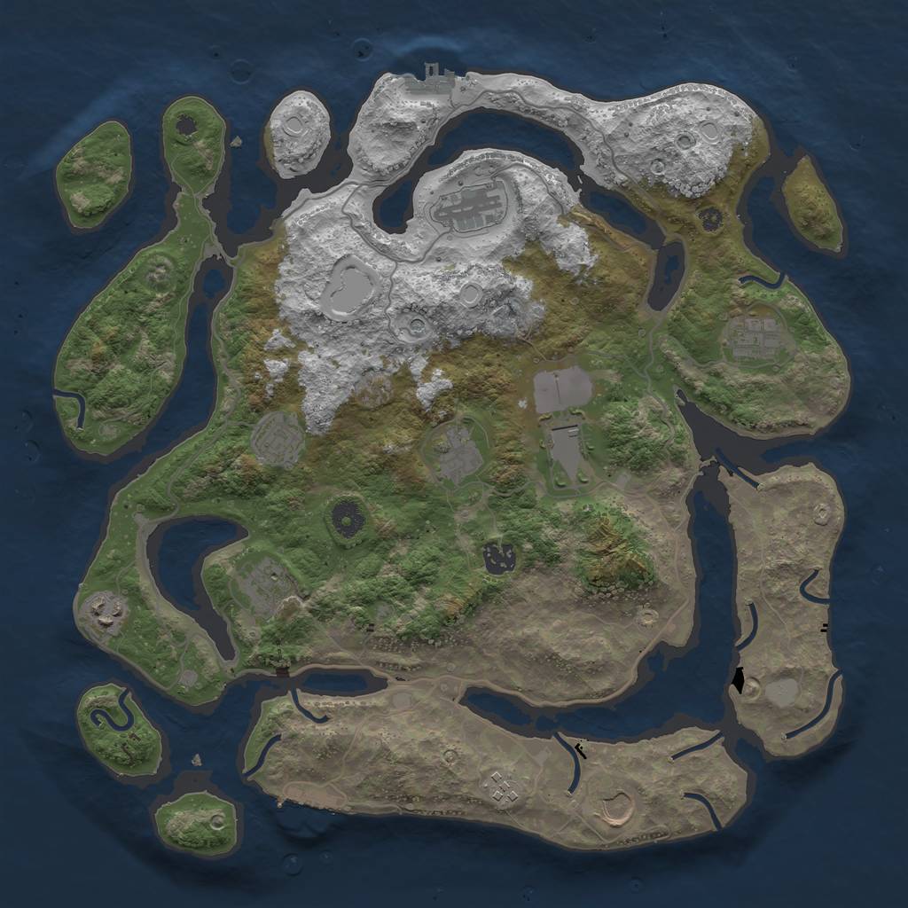 Rust Map: Procedural Map, Size: 4000, Seed: 2067724644, 18 Monuments