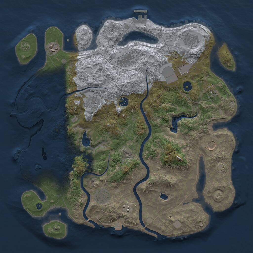 Rust Map: Procedural Map, Size: 4000, Seed: 2067724644, 16 Monuments