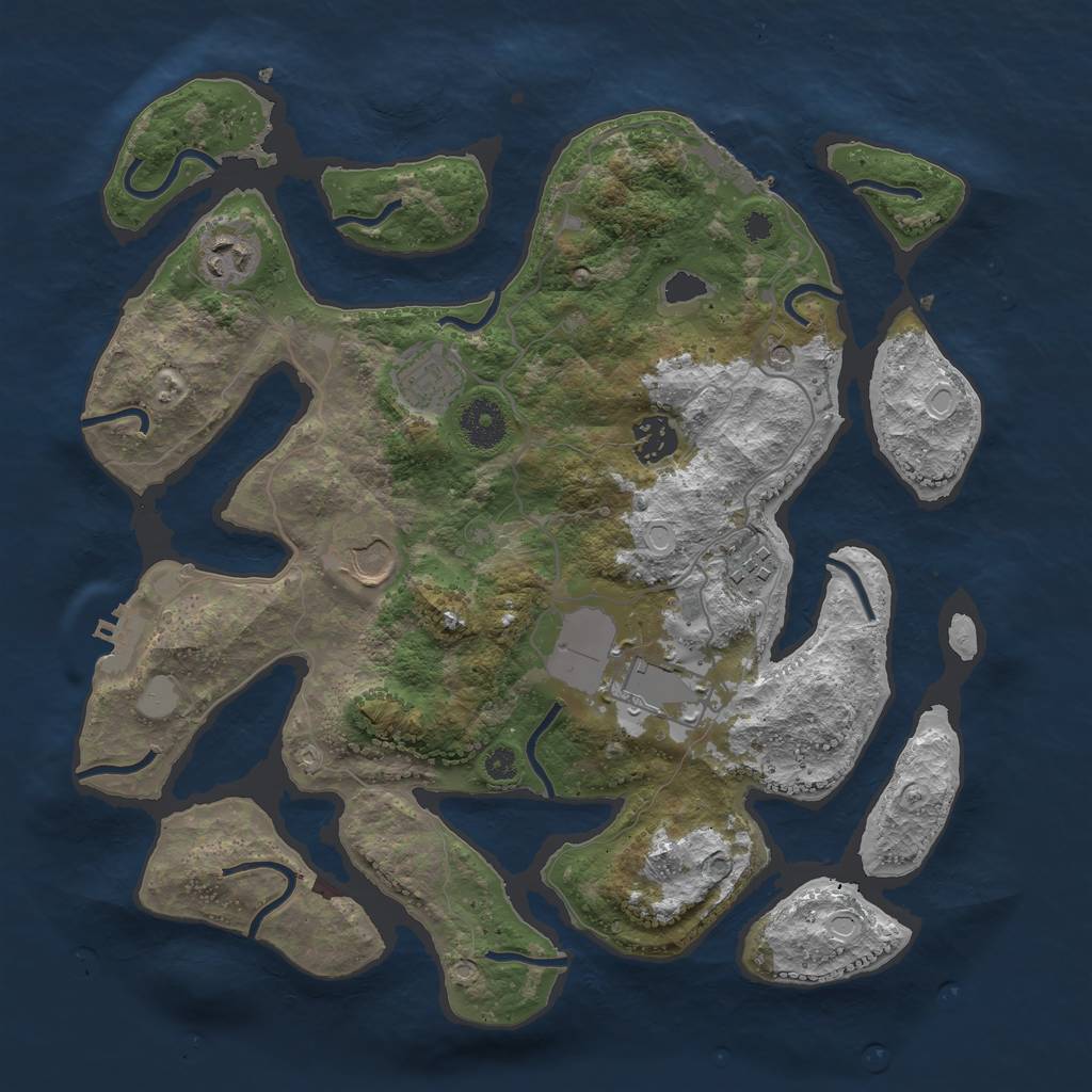 Rust Map: Procedural Map, Size: 3500, Seed: 786398, 14 Monuments