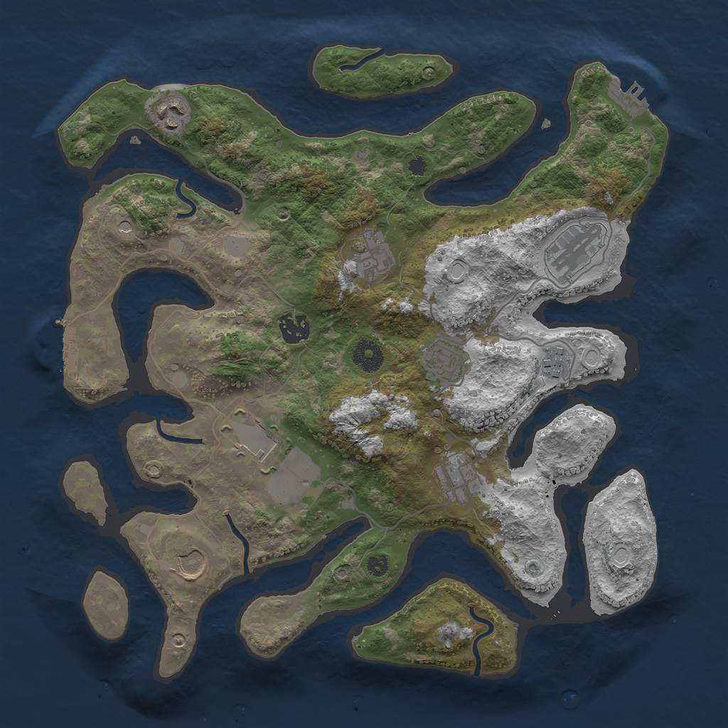 Rust Map: Procedural Map, Size: 3550, Seed: 134923, 17 Monuments