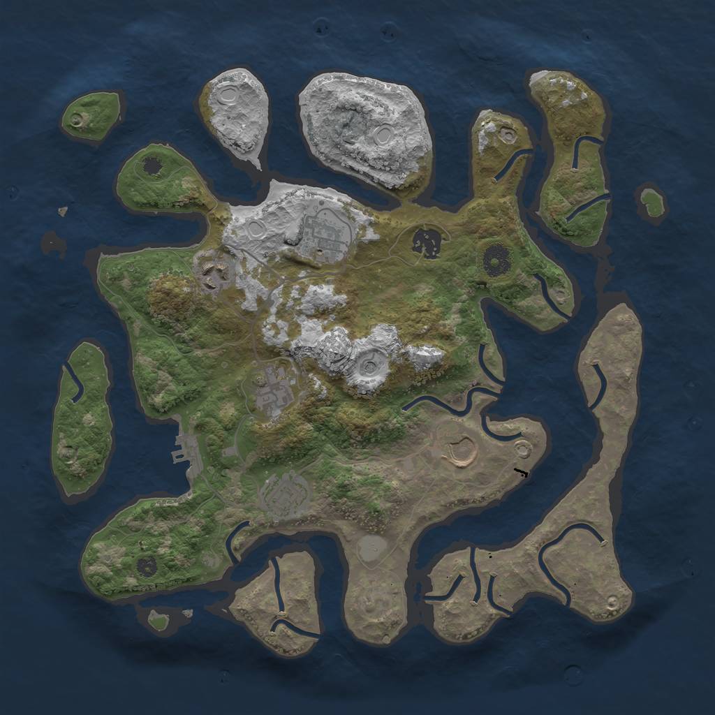 Rust Map: Procedural Map, Size: 3550, Seed: 757282, 13 Monuments