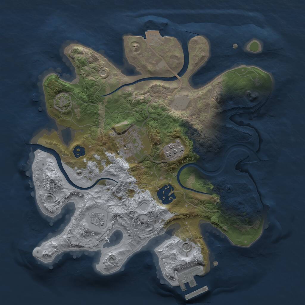 Rust Map: Procedural Map, Size: 2500, Seed: 202986785, 8 Monuments