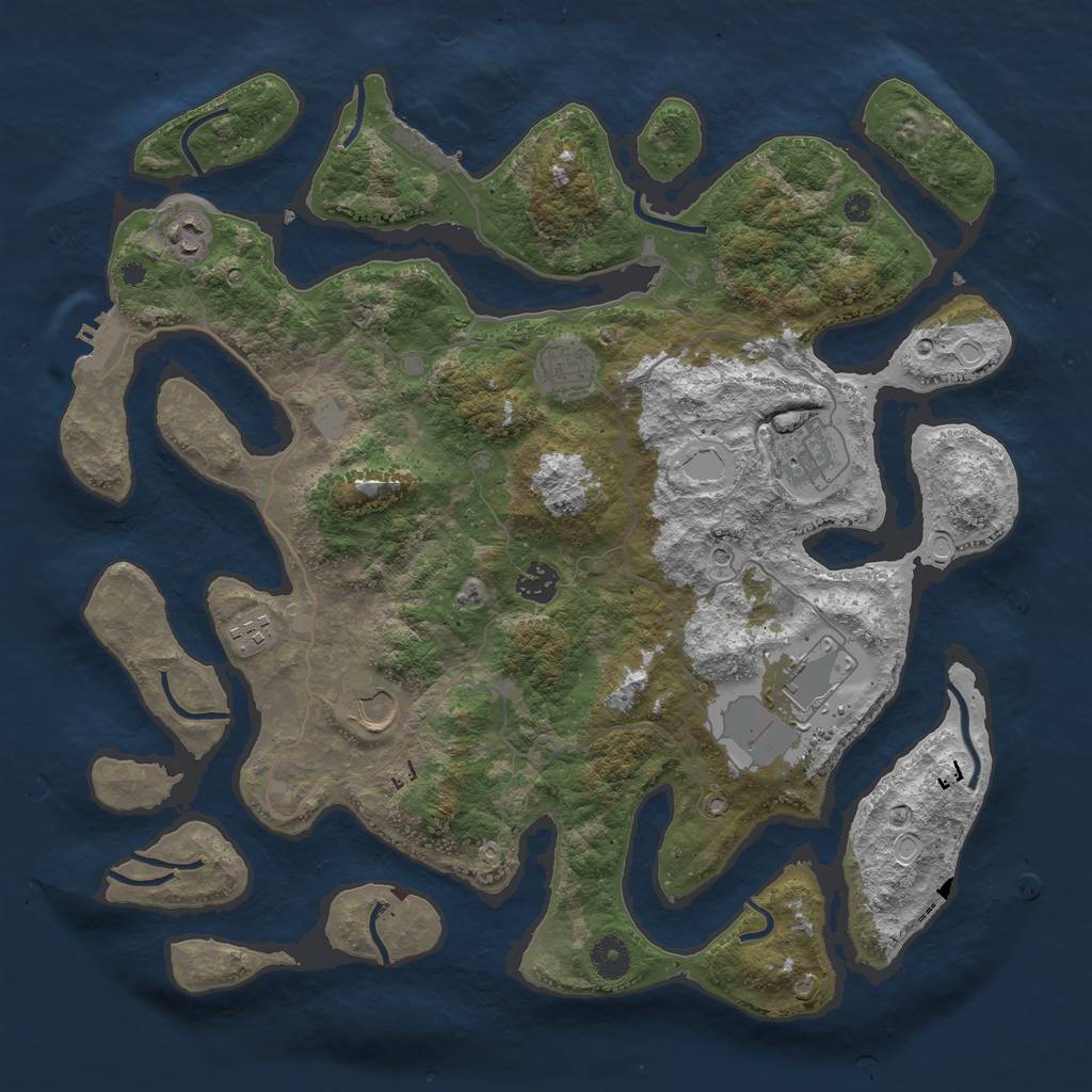 Rust Map: Procedural Map, Size: 4000, Seed: 166305, 15 Monuments