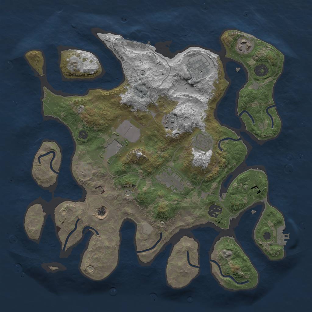 Rust Map: Procedural Map, Size: 3500, Seed: 394343567, 16 Monuments