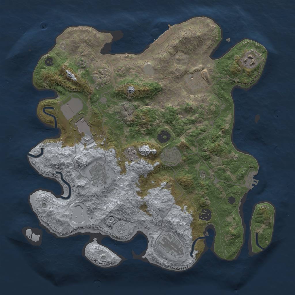 Rust Map: Procedural Map, Size: 3500, Seed: 1446098349, 16 Monuments