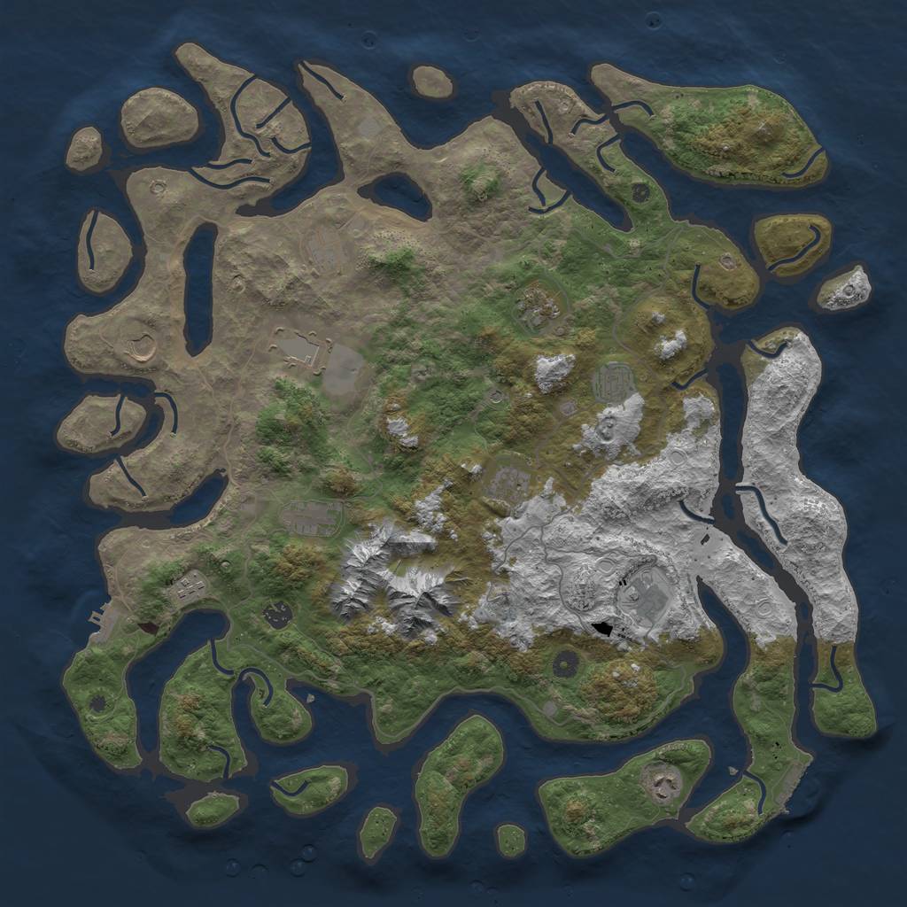 Rust Map: Procedural Map, Size: 5000, Seed: 675436786, 19 Monuments