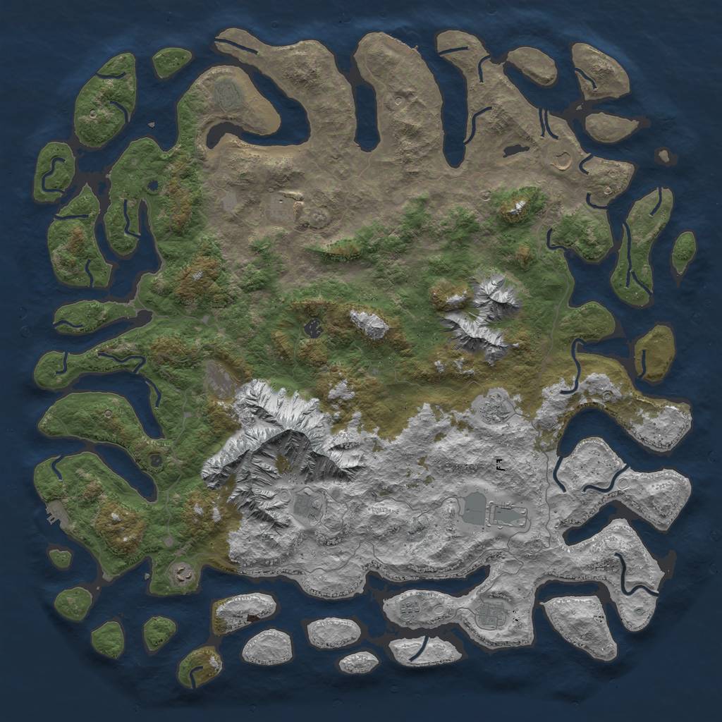 Rust Map: Procedural Map, Size: 6000, Seed: 131532925, 19 Monuments