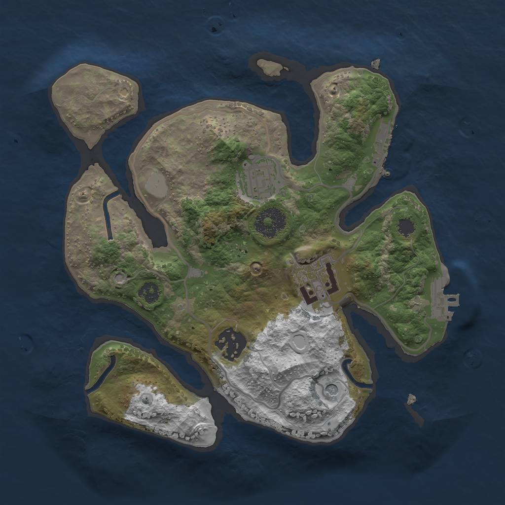 Rust Map: Procedural Map, Size: 2500, Seed: 845789820, 11 Monuments