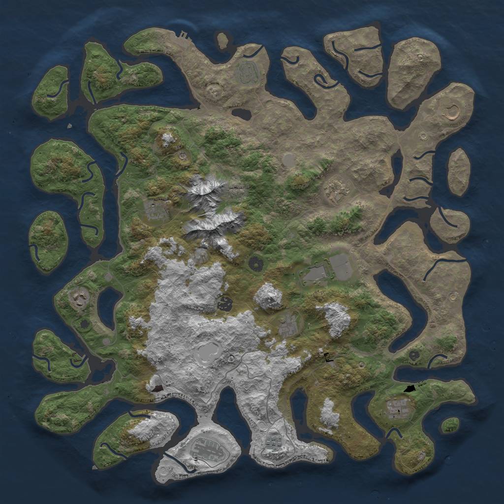 Rust Map: Procedural Map, Size: 5000, Seed: 53950, 18 Monuments