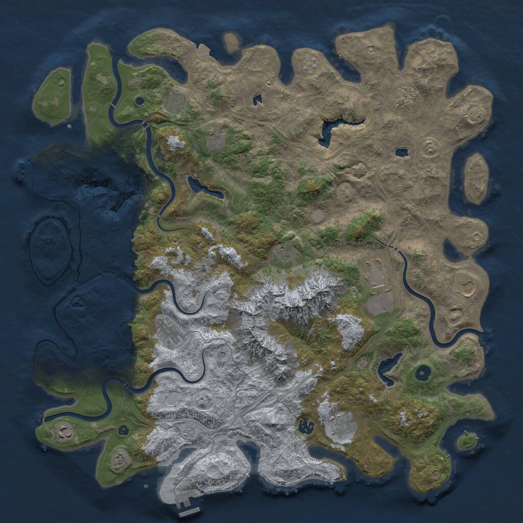 Rust Map: Procedural Map, Size: 5000, Seed: 53950, 17 Monuments